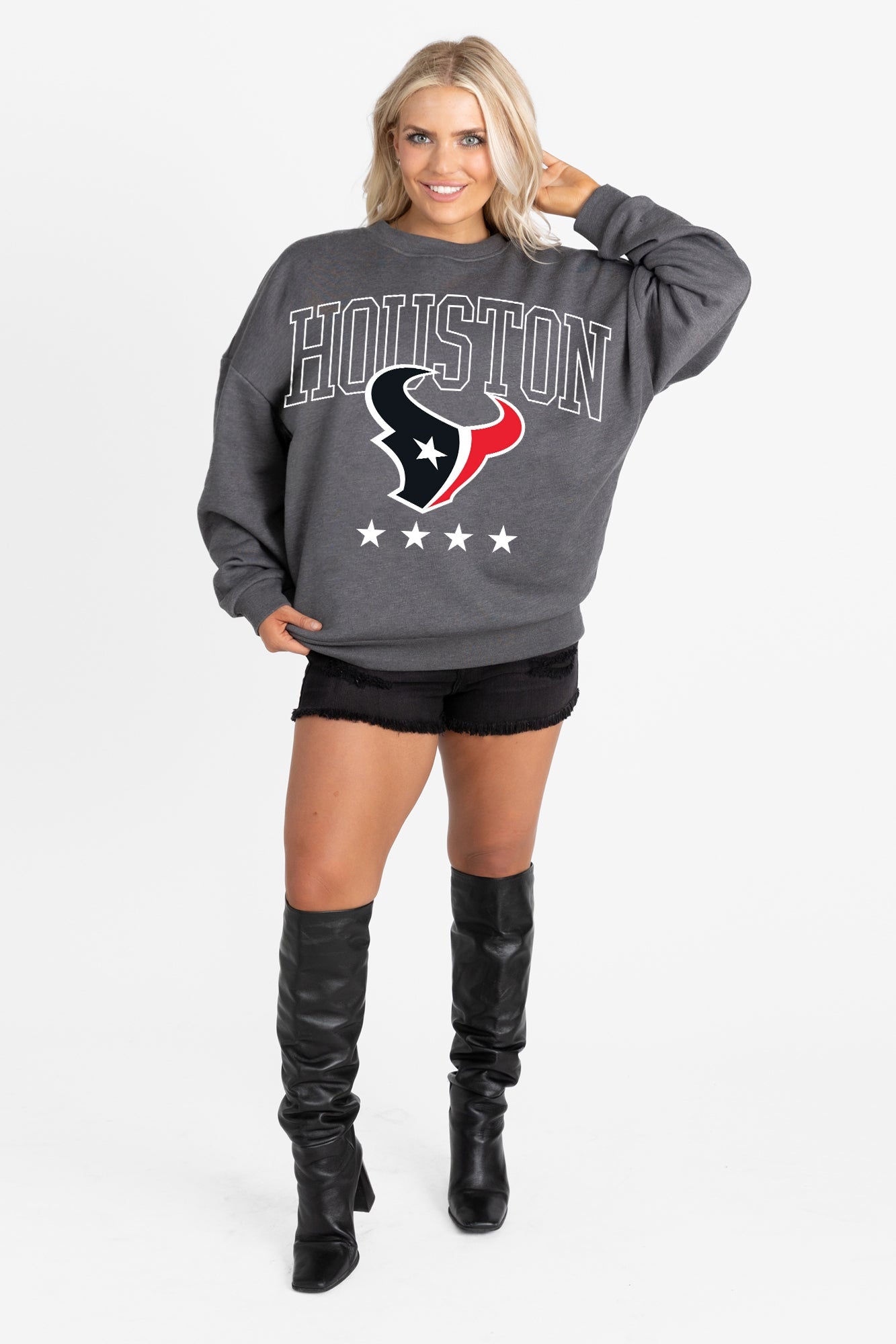 HOUSTON TEXANS RISING STAR PREMIUM FLEECE CREWNECK PULLOVER