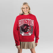 HOUSTON TEXANS CLASSIC ARCHIVES PREMIUM FLEECE DROP SHOULDER CREWNECK PULLOVER