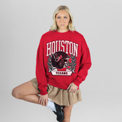 HOUSTON TEXANS CLASSIC ARCHIVES PREMIUM FLEECE DROP SHOULDER CREWNECK PULLOVER