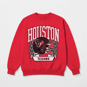 HOUSTON TEXANS CLASSIC ARCHIVES PREMIUM FLEECE DROP SHOULDER CREWNECK PULLOVER