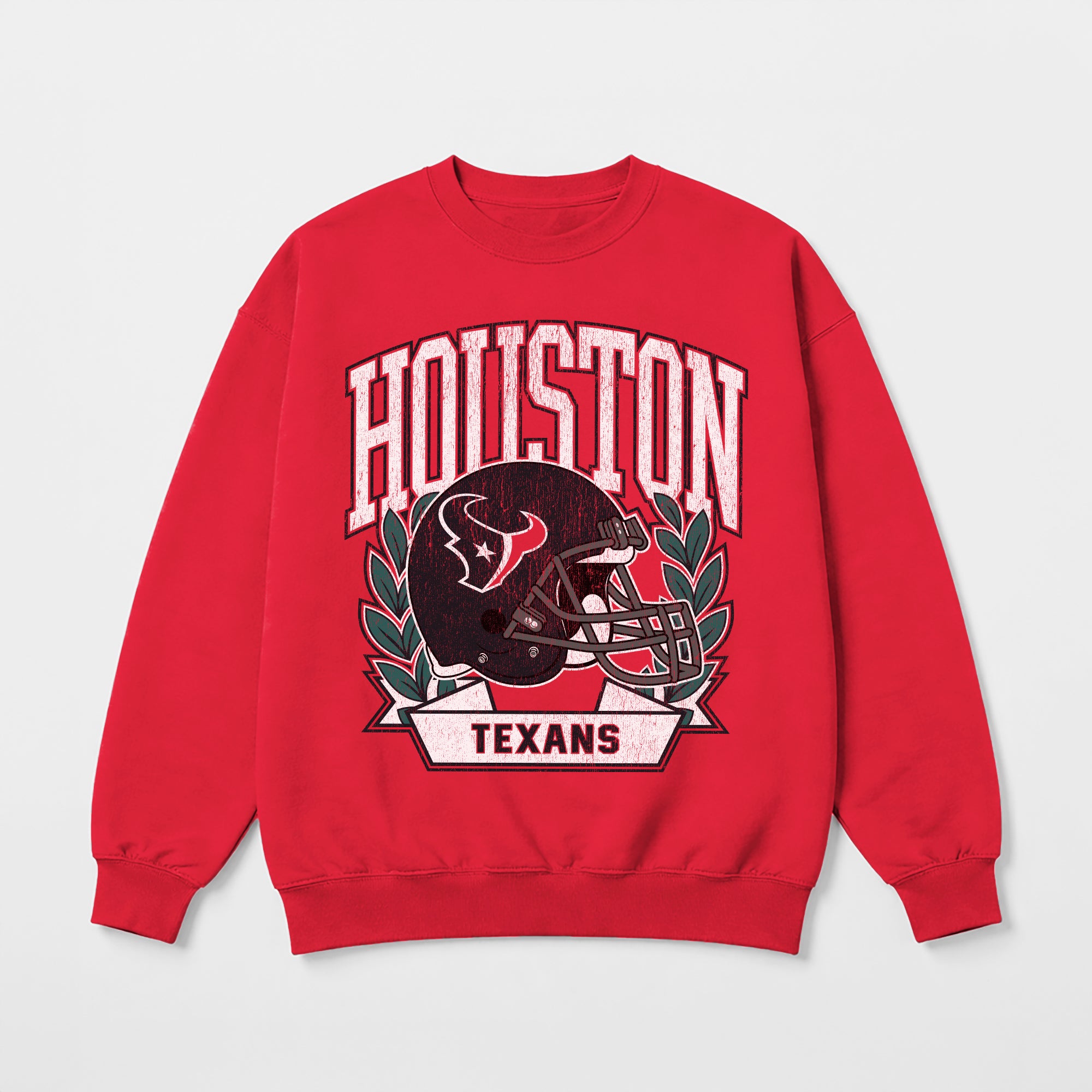 HOUSTON TEXANS CLASSIC ARCHIVES PREMIUM FLEECE DROP SHOULDER CREWNECK PULLOVER