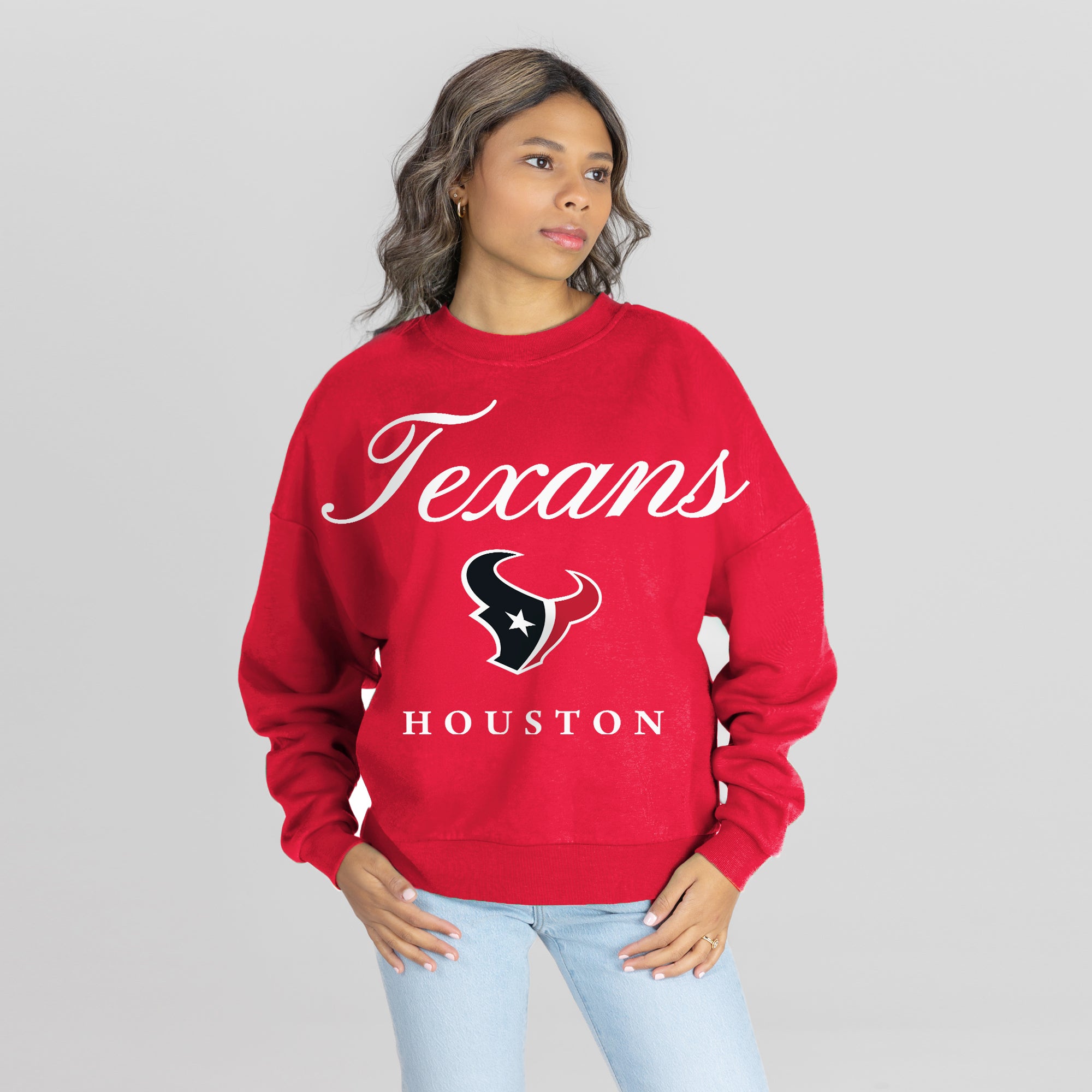 HOUSTON TEXANS LEGACY CLUB PREMIUM FLEECE CREWNECK PULLOVER