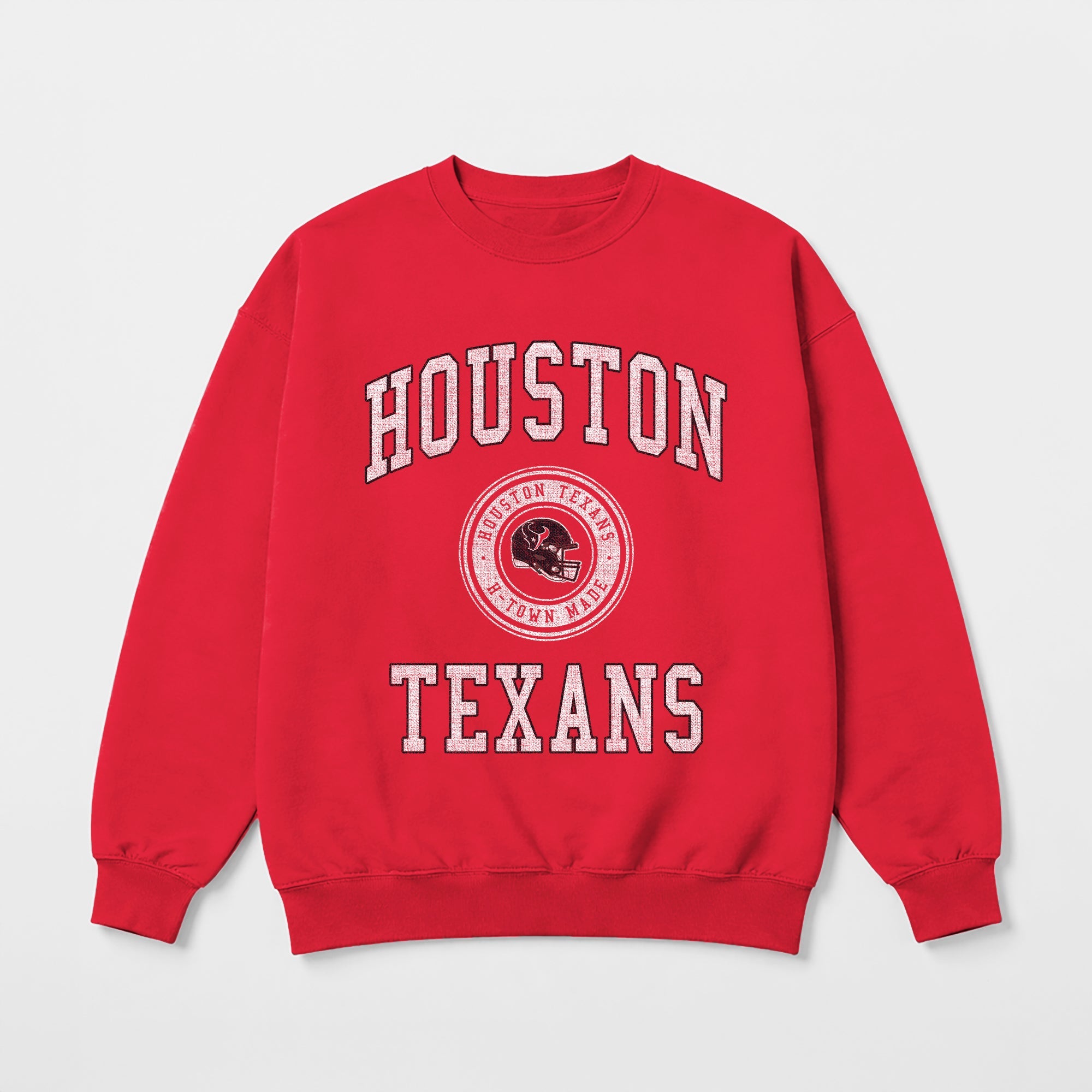HOUSTON TEXANS PRIME PLAY PREMIUM FLEECE DROP SHOULDER CREWNECK PULLOVER