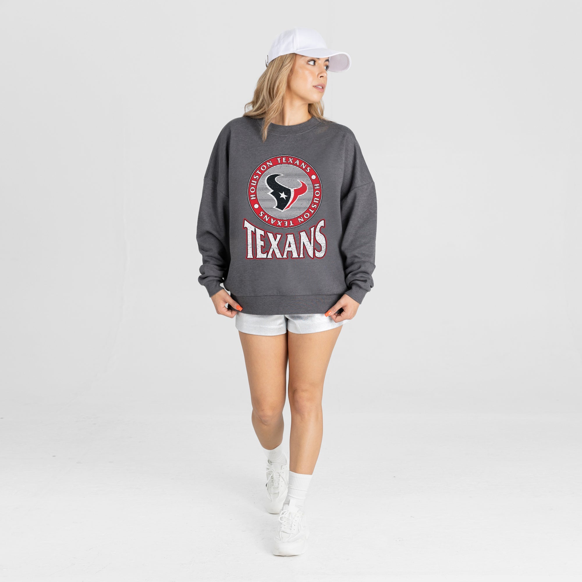 HOUSTON TEXANS SATURDAY SEAL PREMIUM FLEECE DROP SHOULDER CREWNECK PULLOVER