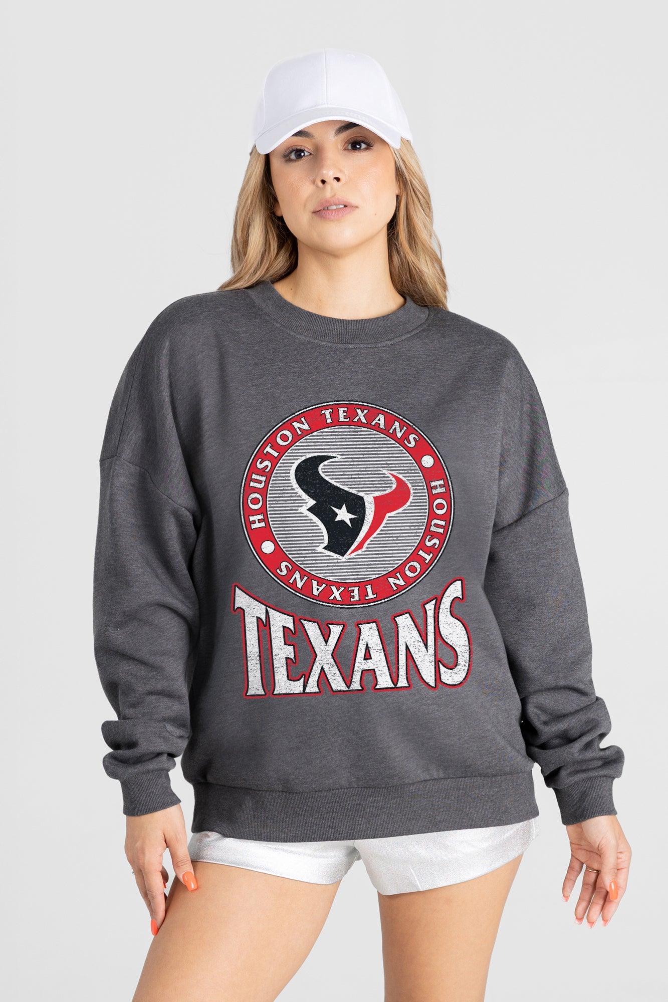 HOUSTON TEXANS SATURDAY SEAL PREMIUM FLEECE DROP SHOULDER CREWNECK PULLOVER