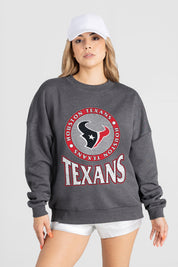 HOUSTON TEXANS SATURDAY SEAL PREMIUM FLEECE DROP SHOULDER CREWNECK PULLOVER