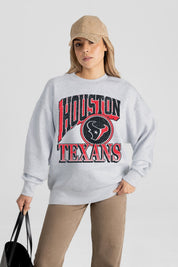 HOUSTON TEXANS GAME ON PREMIUM FLEECE DROP SHOULDER CREWNECK PULLOVER