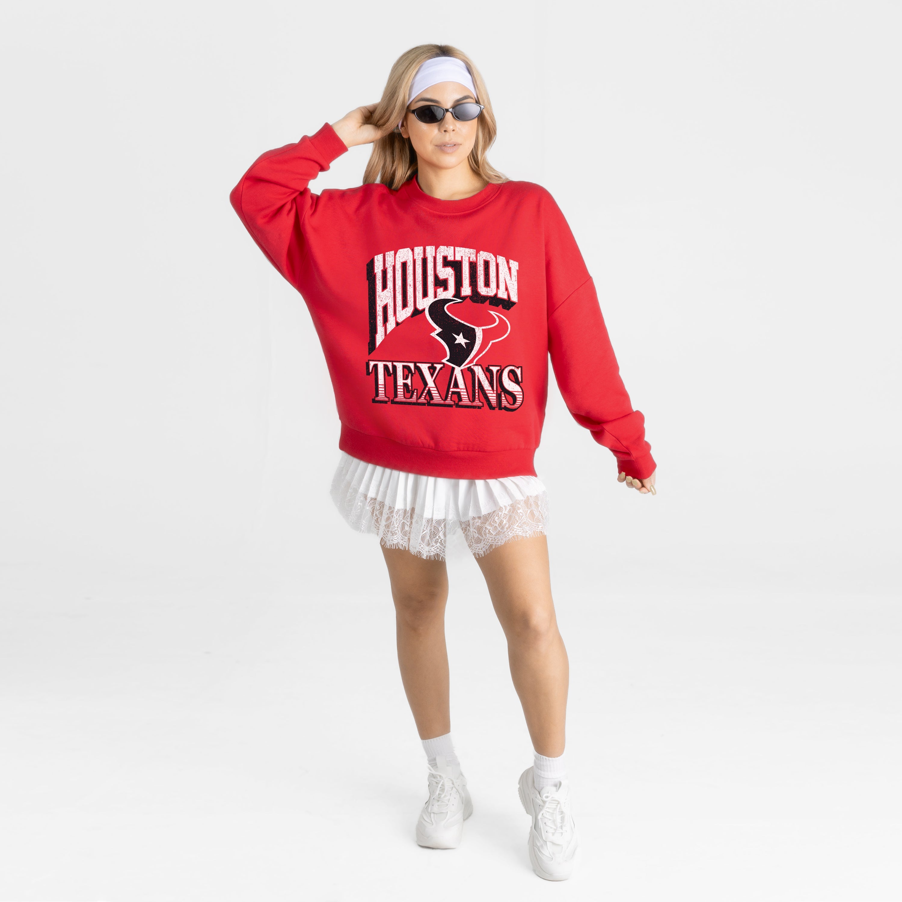 HOUSTON TEXANS MAIN CHARACTER PREMIUM FLEECE DROP SHOULDER CREWNECK PULLOVER