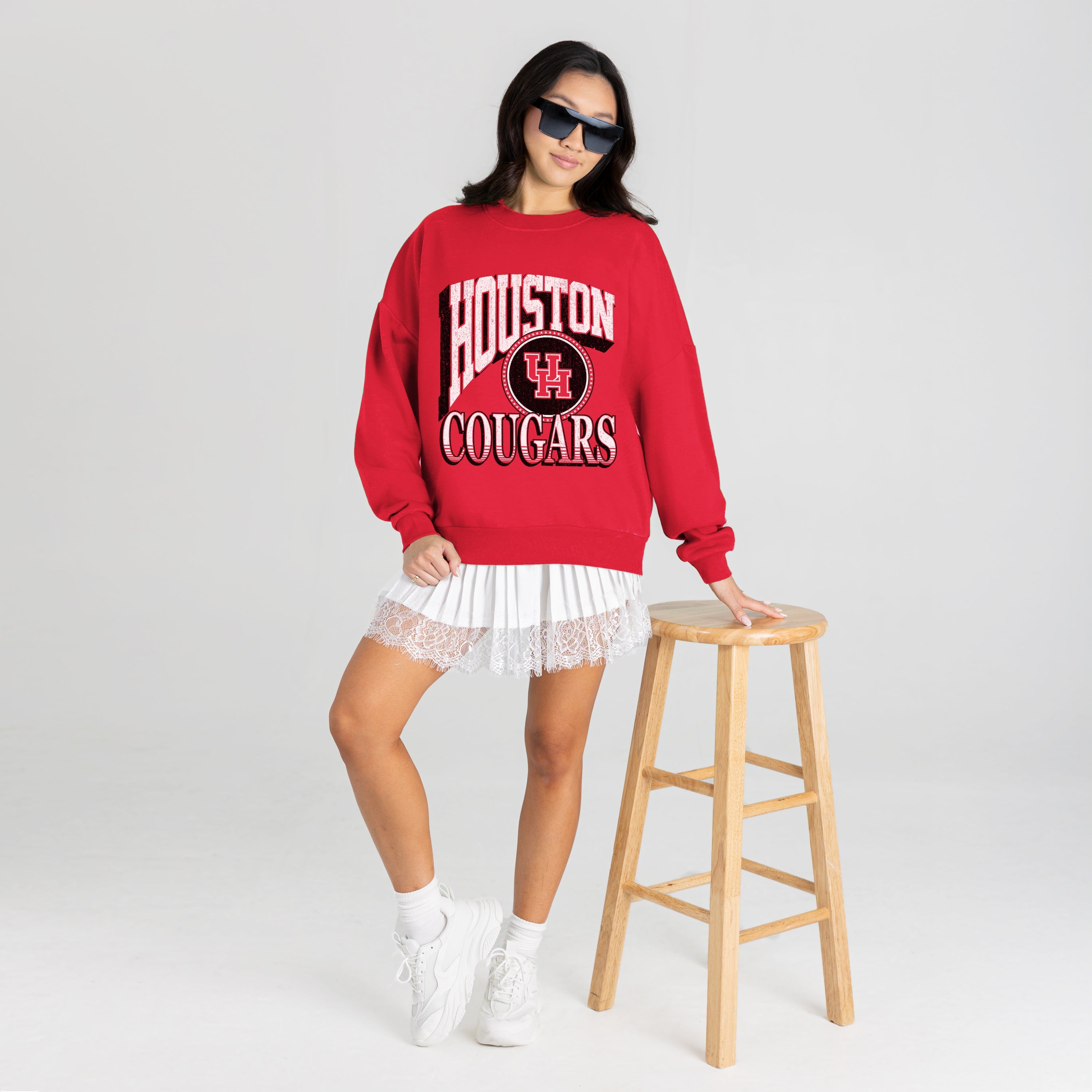 HOUSTON COUGARS MAIN CHARACTER PREMIUM FLEECE DROP SHOULDER CREWNECK PULLOVER
