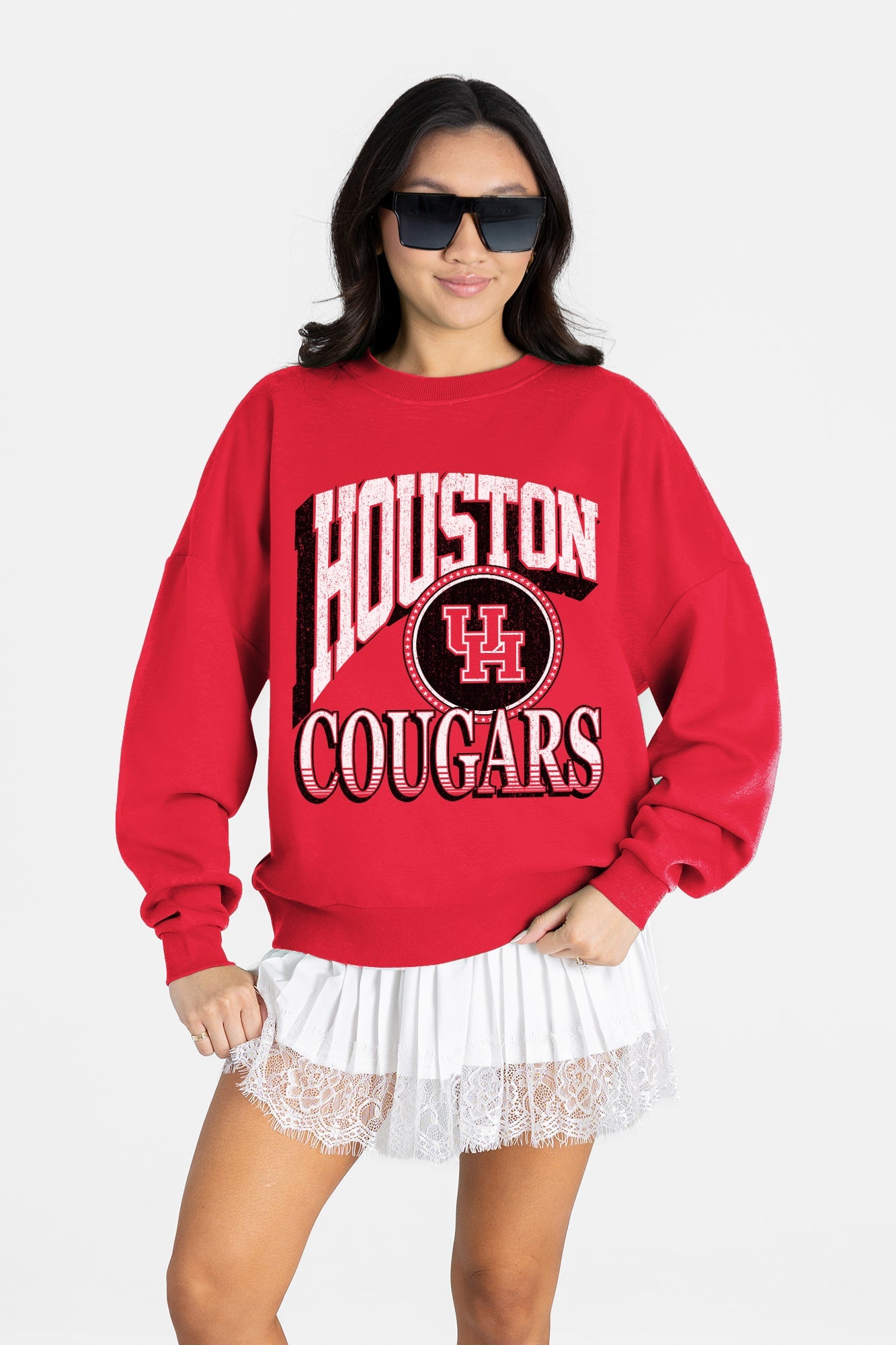 HOUSTON COUGARS MAIN CHARACTER PREMIUM FLEECE DROP SHOULDER CREWNECK PULLOVER