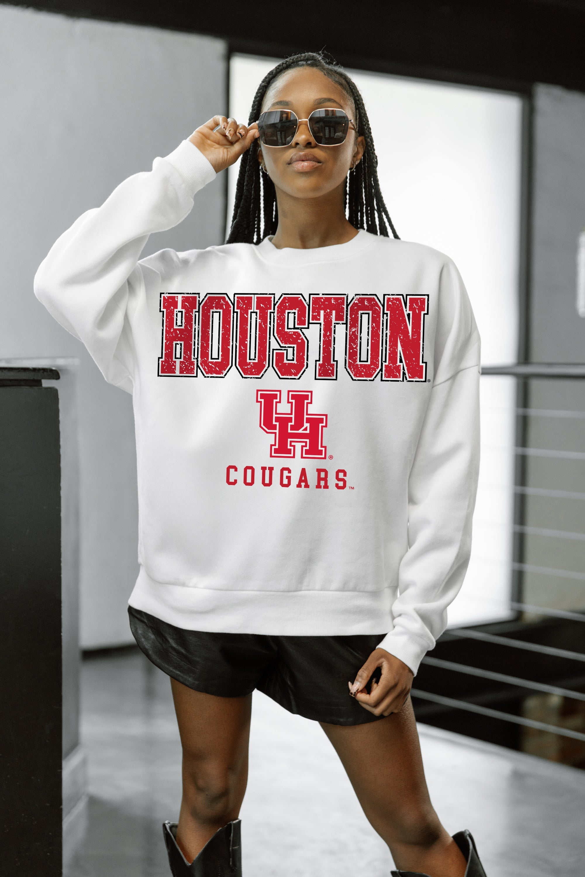 HOUSTON COUGARS FREESTYLE PREMIUM FLEECE CREWNECK PULLOVER