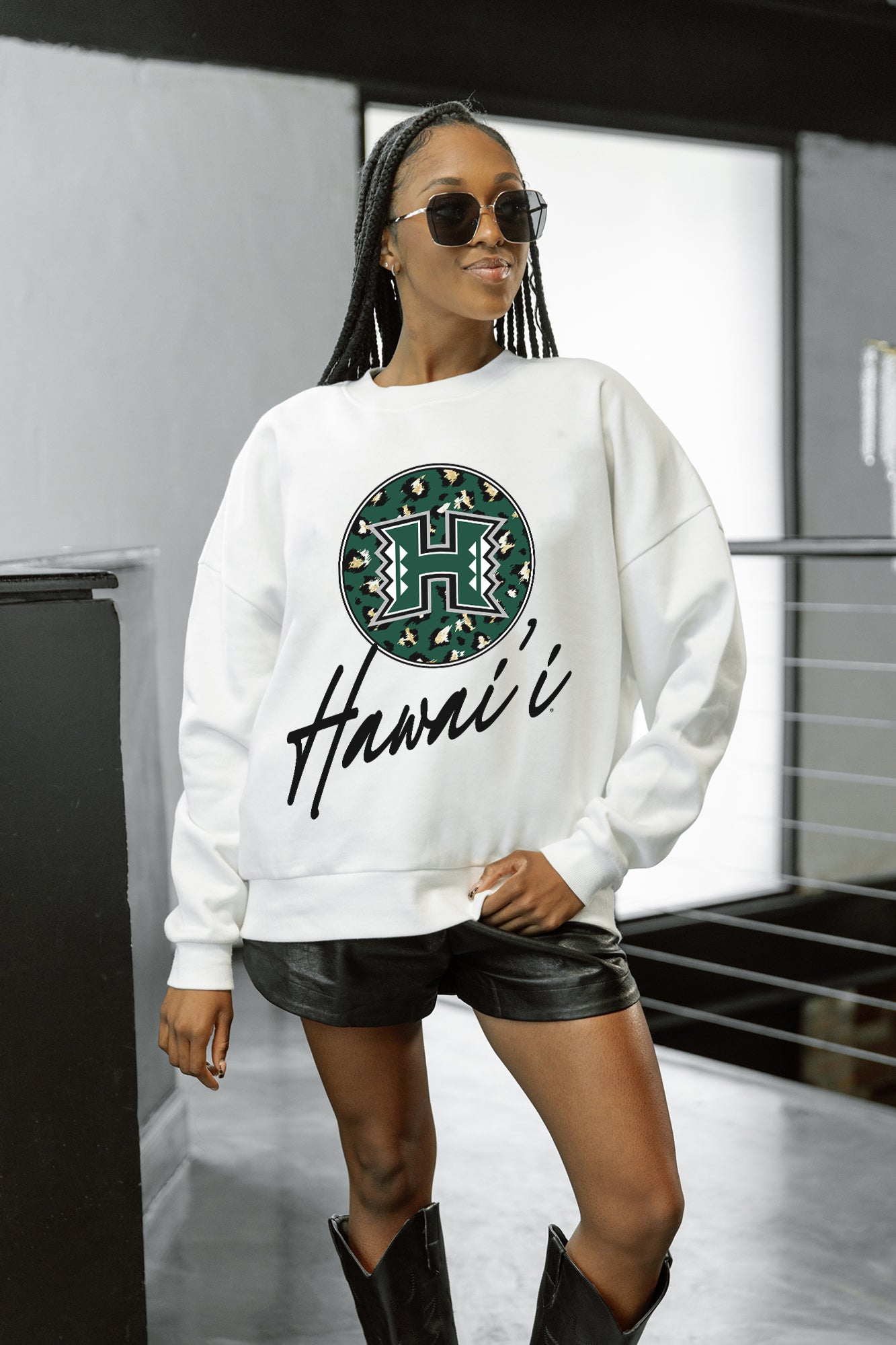 HAWAII RAINBOW WARRIORS WILD BREAKTHROUGH PREMIUM FLEECE CREWNECK PULLOVER