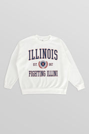 ILLINOIS FIGHTING ILLINI TIMELESS TRIUMPH PREMIUM FLEECE DROP SHOULDER CREWNECK PULLOVER