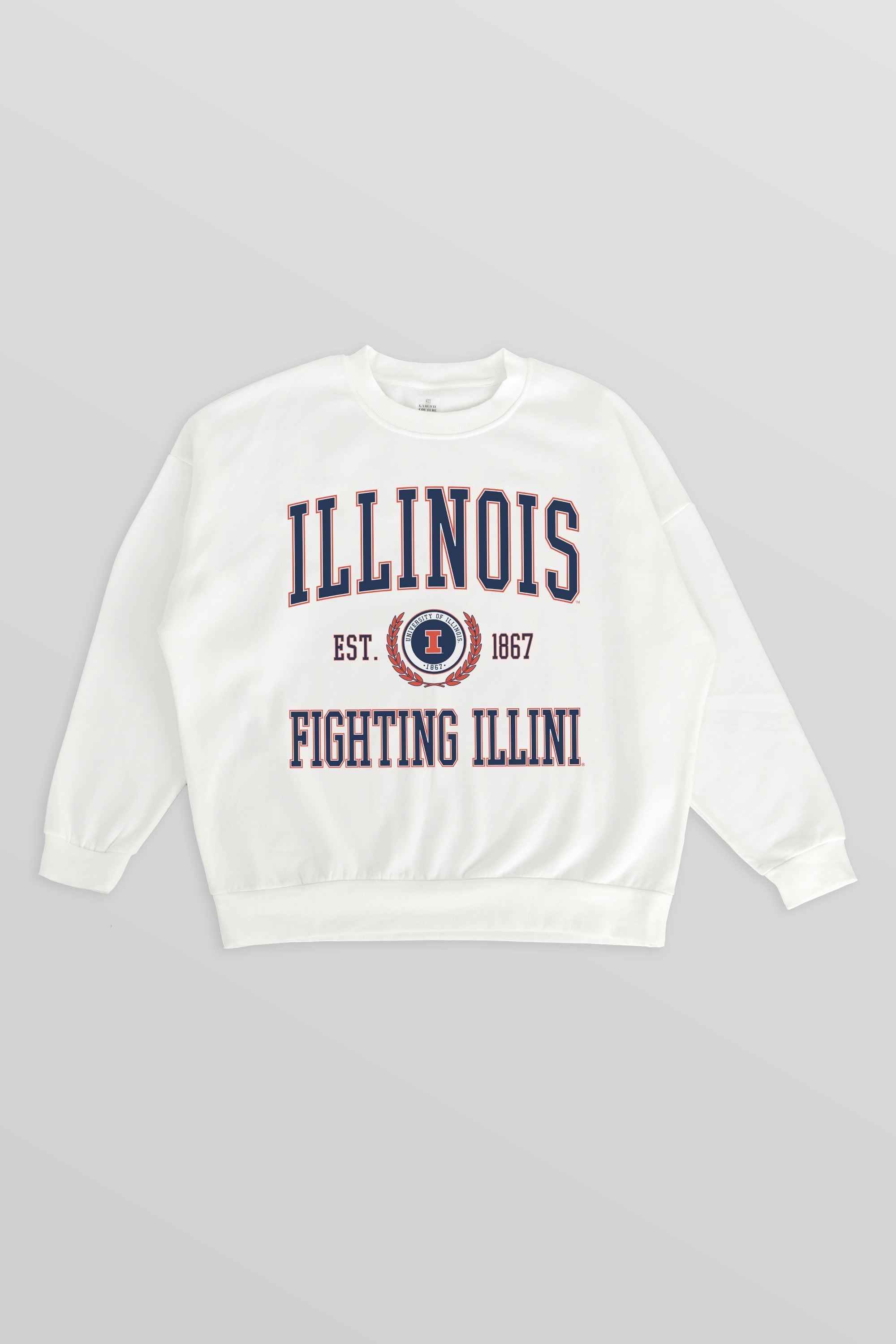 ILLINOIS FIGHTING ILLINI TIMELESS TRIUMPH PREMIUM FLEECE DROP SHOULDER CREWNECK PULLOVER