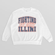 ILLINOIS FIGHTING ILLINI FADED FORMATION PREMIUM FLEECE DROP SHOULDER CREWNECK PULLOVER