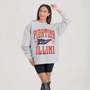 ILLINOIS FIGHTING ILLINI PENNANT PRIDE PREMIUM FLEECE DROP SHOULDER CREWNECK PULLOVER