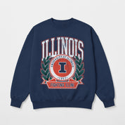 ILLINOIS FIGHTING ILLINI CLASSIC ARCHIVES PREMIUM DROP SHOULDER FLEECE CREWNECK PULLOVER