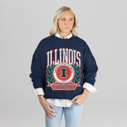 ILLINOIS FIGHTING ILLINI CLASSIC ARCHIVES PREMIUM DROP SHOULDER FLEECE CREWNECK PULLOVER