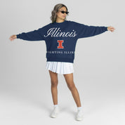 ILLINOIS FIGHTING ILLINI LEGACY CLUB PREMIUM FLEECE DROP SHOULDER CREWNECK PULLOVER