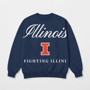 ILLINOIS FIGHTING ILLINI LEGACY CLUB PREMIUM FLEECE DROP SHOULDER CREWNECK PULLOVER