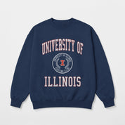ILLINOIS FIGHTING ILLINI PRIME PLAY PREMIUM FLEECE DROP SHOULDER CREWNECK PULLOVER
