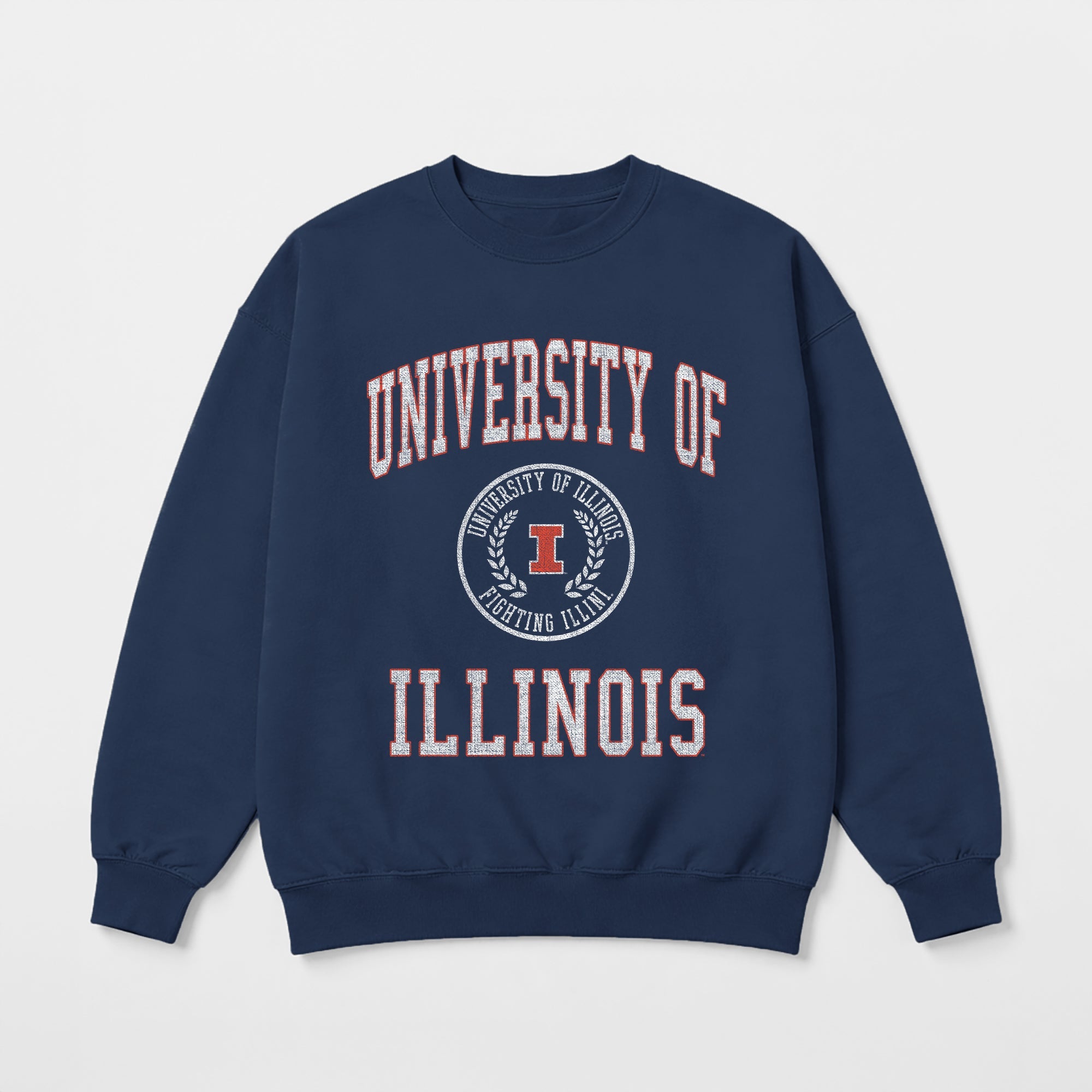 ILLINOIS FIGHTING ILLINI PRIME PLAY PREMIUM FLEECE DROP SHOULDER CREWNECK PULLOVER