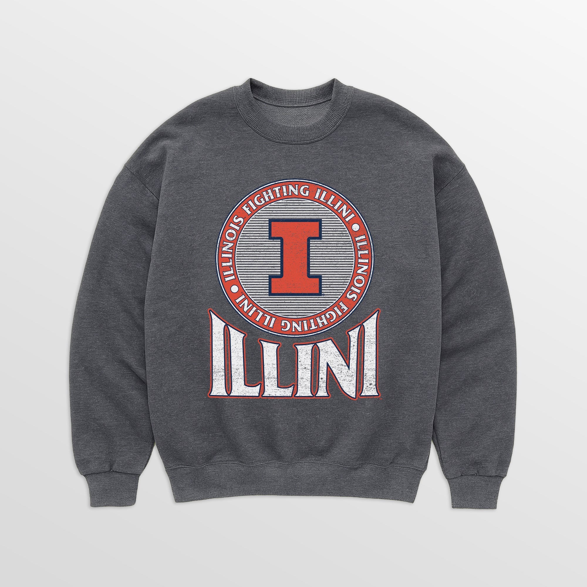 ILLINOIS FIGHTING ILLINI SATURDAY SEAL PREMIUM FLEECE DROP SHOULDER CREWNECK PULLOVER