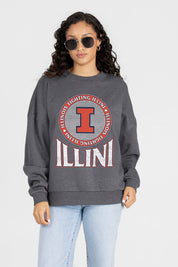ILLINOIS FIGHTING ILLINI SATURDAY SEAL PREMIUM FLEECE DROP SHOULDER CREWNECK PULLOVER