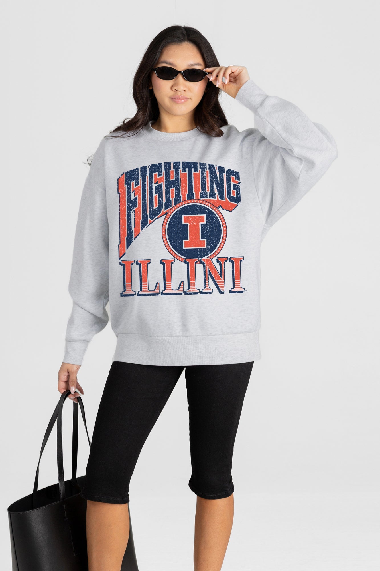 ILLINOIS FIGHTING ILLINI GAME ON PREMIUM FLEECE DROP SHOULDER CREWNECK PULLOVER