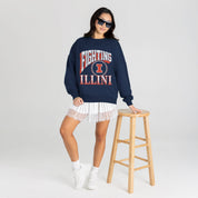 ILLINOIS FIGHTING ILLINI MAIN CHARACTER PREMIUM FLEECE DROP SHOULDER CREWNECK PULLOVER