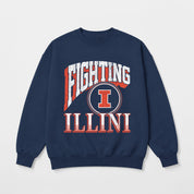 ILLINOIS FIGHTING ILLINI MAIN CHARACTER PREMIUM FLEECE DROP SHOULDER CREWNECK PULLOVER