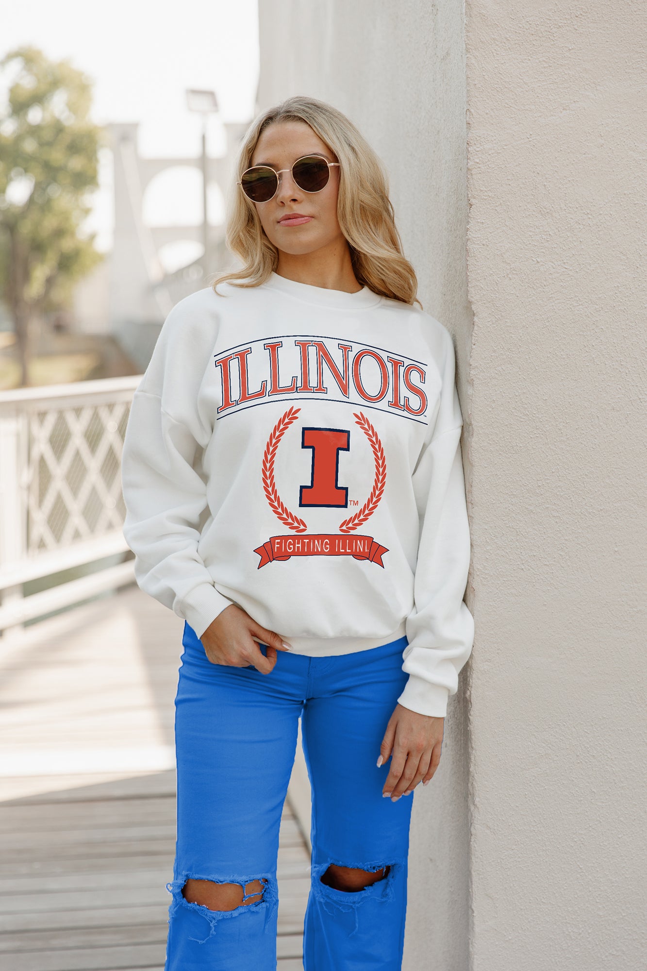 ILLINOIS FIGHTING ILLINI Having A Ball Fleece Crew Pullover By Madi Prewett Troutt