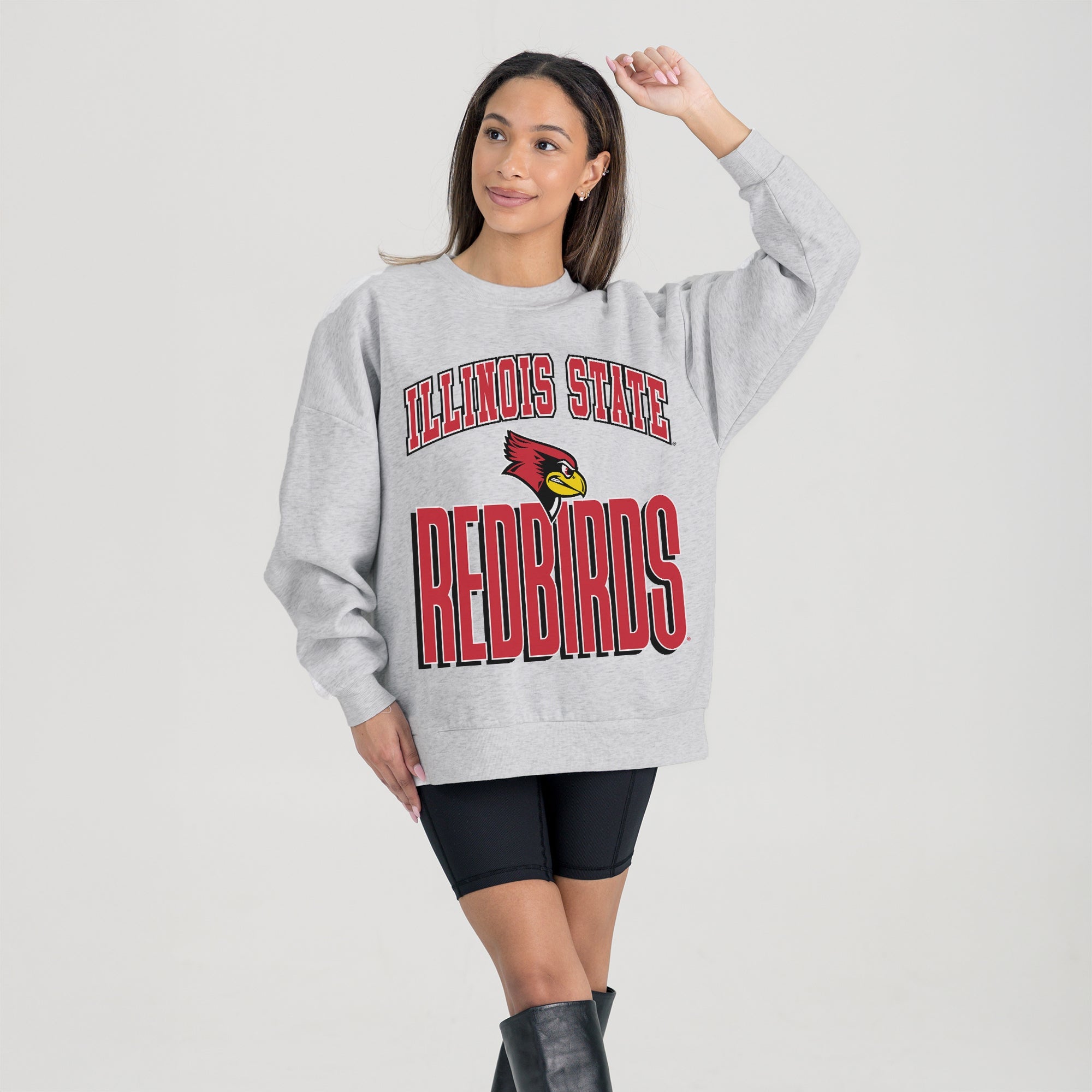 ILLINOIS STATE REDBIRDS FIERCE FOCUS PREMIUM FLEECE DROP SHOULDER CREWNECK PULLOVER