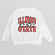 ILLINOIS STATE REDBIRDS FADED FORMATION PREMIUM FLEECE DROP SHOULDER CREWNECK PULLOVER