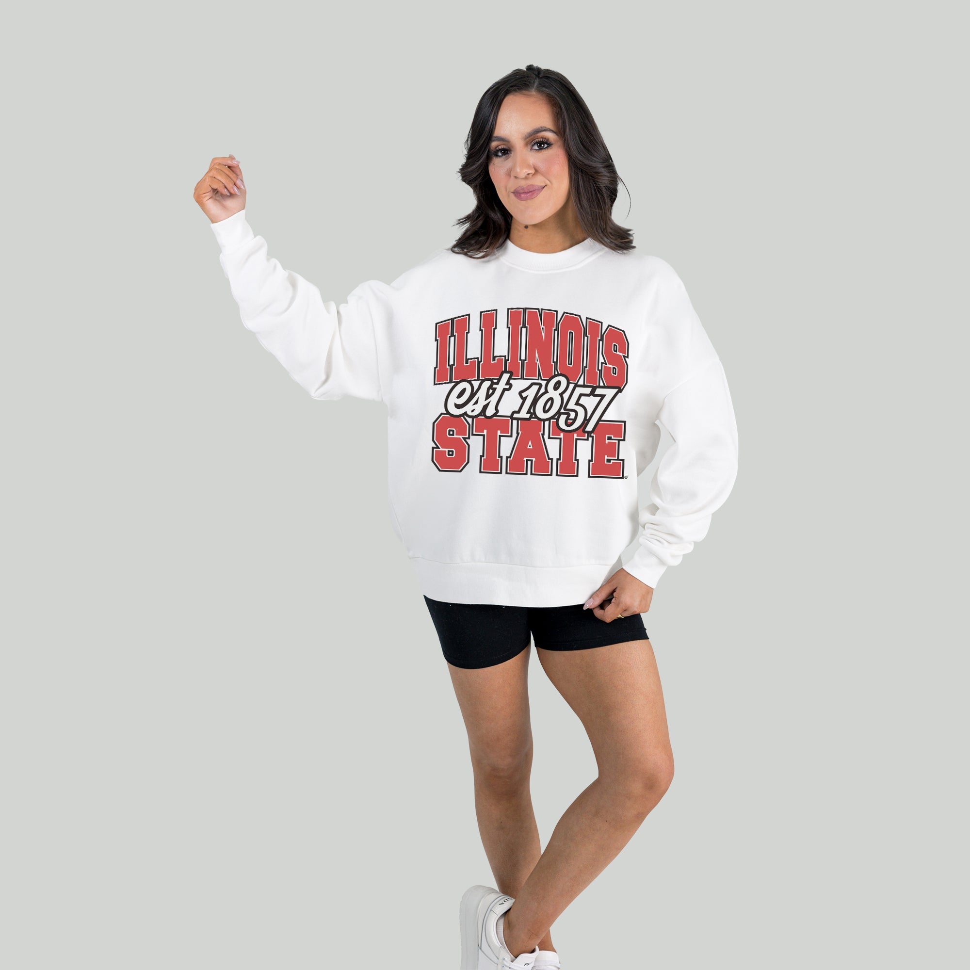 ILLINOIS STATE REDBIRDS FADED FORMATION PREMIUM FLEECE DROP SHOULDER CREWNECK PULLOVER