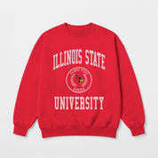 ILLINOIS STATE REDBIRDS PRIME PLAY PREMIUM FLEECE DROP SHOULDER CREWNECK PULLOVER