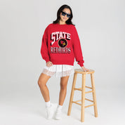 ILLINOIS STATE REDBIRDS MAIN CHARACTER PREMIUM FLEECE DROP SHOULDER CREWNECK PULLOVER