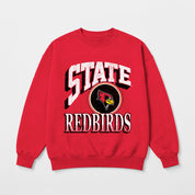 ILLINOIS STATE REDBIRDS MAIN CHARACTER PREMIUM FLEECE DROP SHOULDER CREWNECK PULLOVER