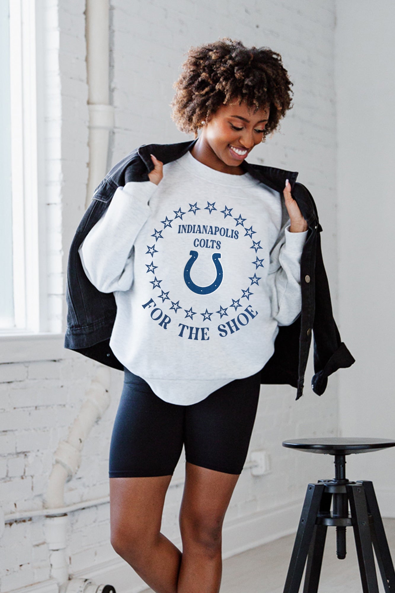 INDIANAPOLIS COLTS SUPERSTAR PREMIUM FLEECE DROP SHOULDER CREWNECK PULLOVER