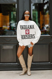 INDIANA HOOSIERS FAIR CATCH PREMIUM FLEECE DROP SHOULDER CREWNECK PULLOVER