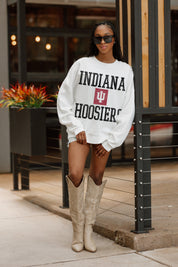 INDIANA HOOSIERS FAIR CATCH PREMIUM FLEECE DROP SHOULDER CREWNECK PULLOVER
