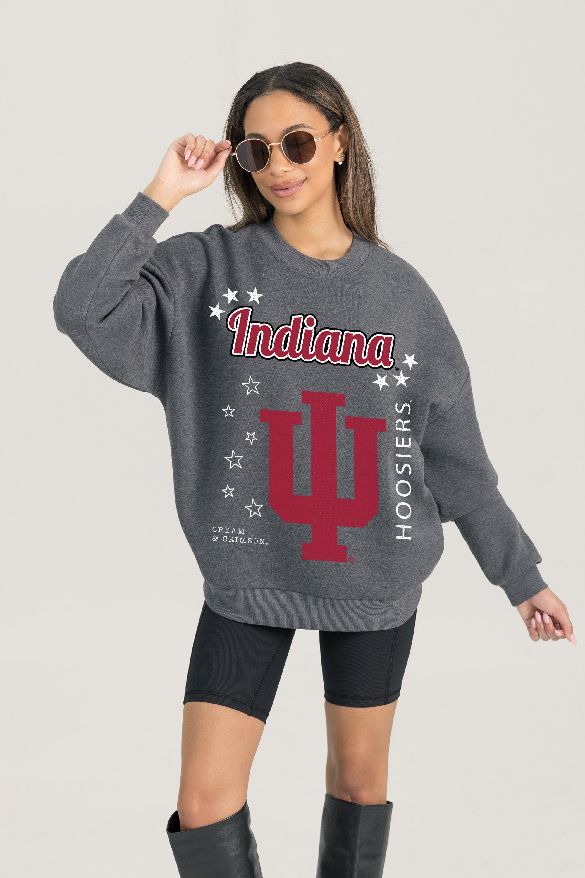 INDIANA HOOSIERS READY TO RUMBLE PREMIUM FLEECE DROP SHOULDER CREWNECK PULLOVER