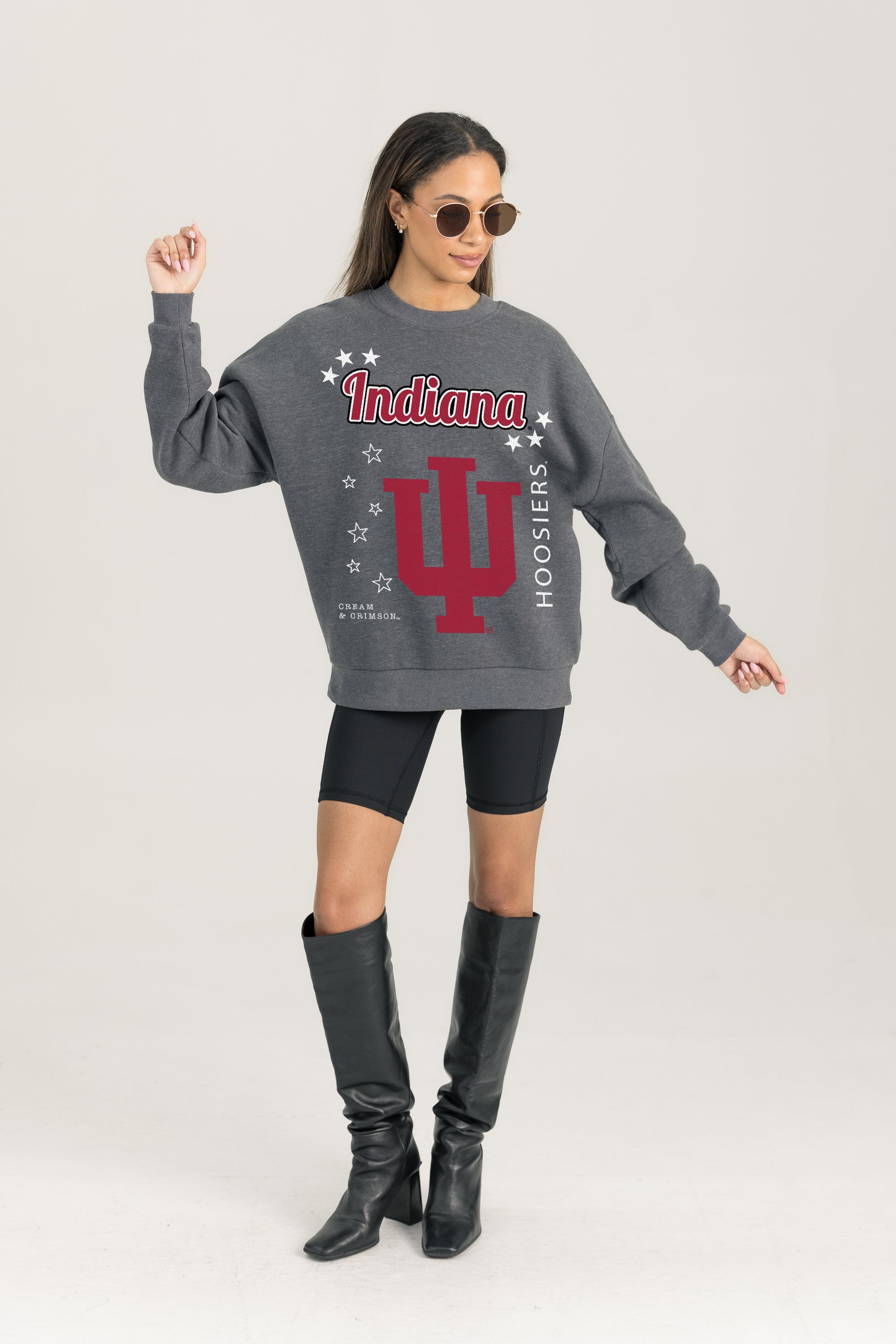 INDIANA HOOSIERS READY TO RUMBLE PREMIUM FLEECE DROP SHOULDER CREWNECK PULLOVER