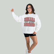INDIANA HOOSIERS FADED FORMATION PREMIUM FLEECE DROP SHOULDER CREWNECK PULLOVER