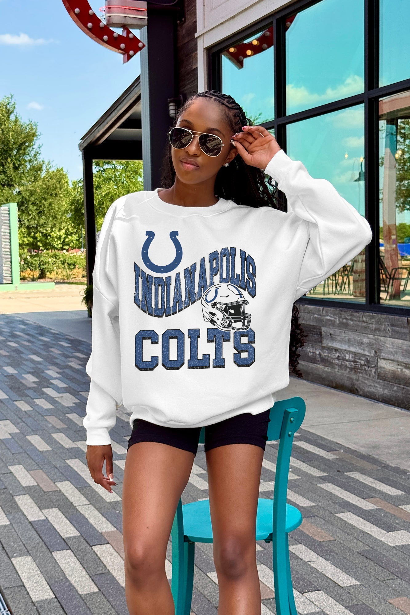 INDIANAPOLIS COLTS HARD EARNED PREMIUM FLEECE CREWNECK PULLOVER