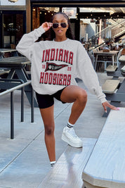 INDIANA HOOSIERS PENNANT PRIDE PREMIUM FLEECE DROP SHOULDER CREWNECK PULLOVER