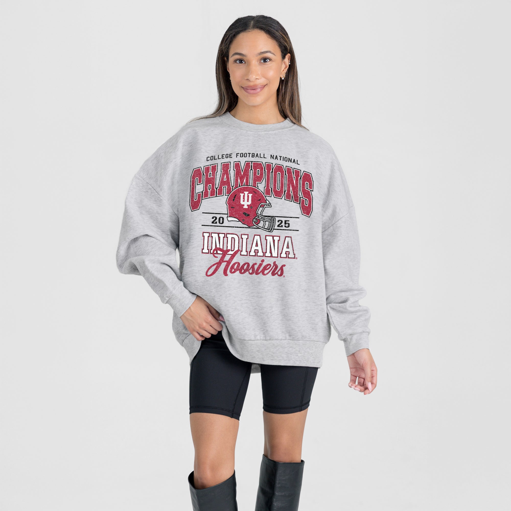 INDIANA HOOSIERS LEGACY PLAY PREMIUM FLEECE DROP SHOULDER CREWNECK PULLOVER