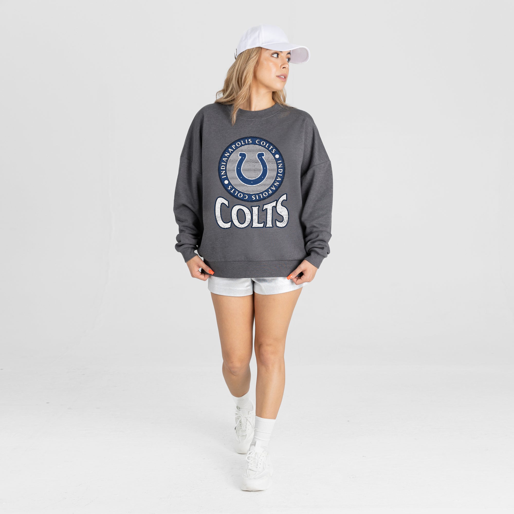 INDIANAPOLIS COLTS SATURDAY SEAL PREMIUM FLEECE DROP SHOULDER CREWNECK PULLOVER