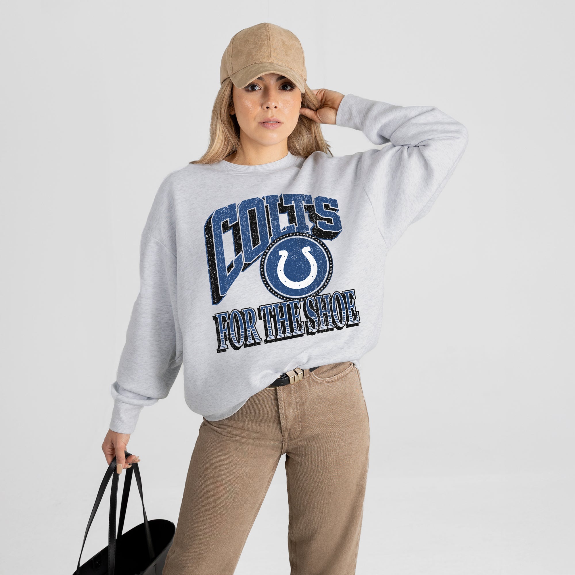 INDIANAPOLIS COLTS GAME ON PREMIUM FLEECE DROP SHOULDER CREWNECK PULLOVER