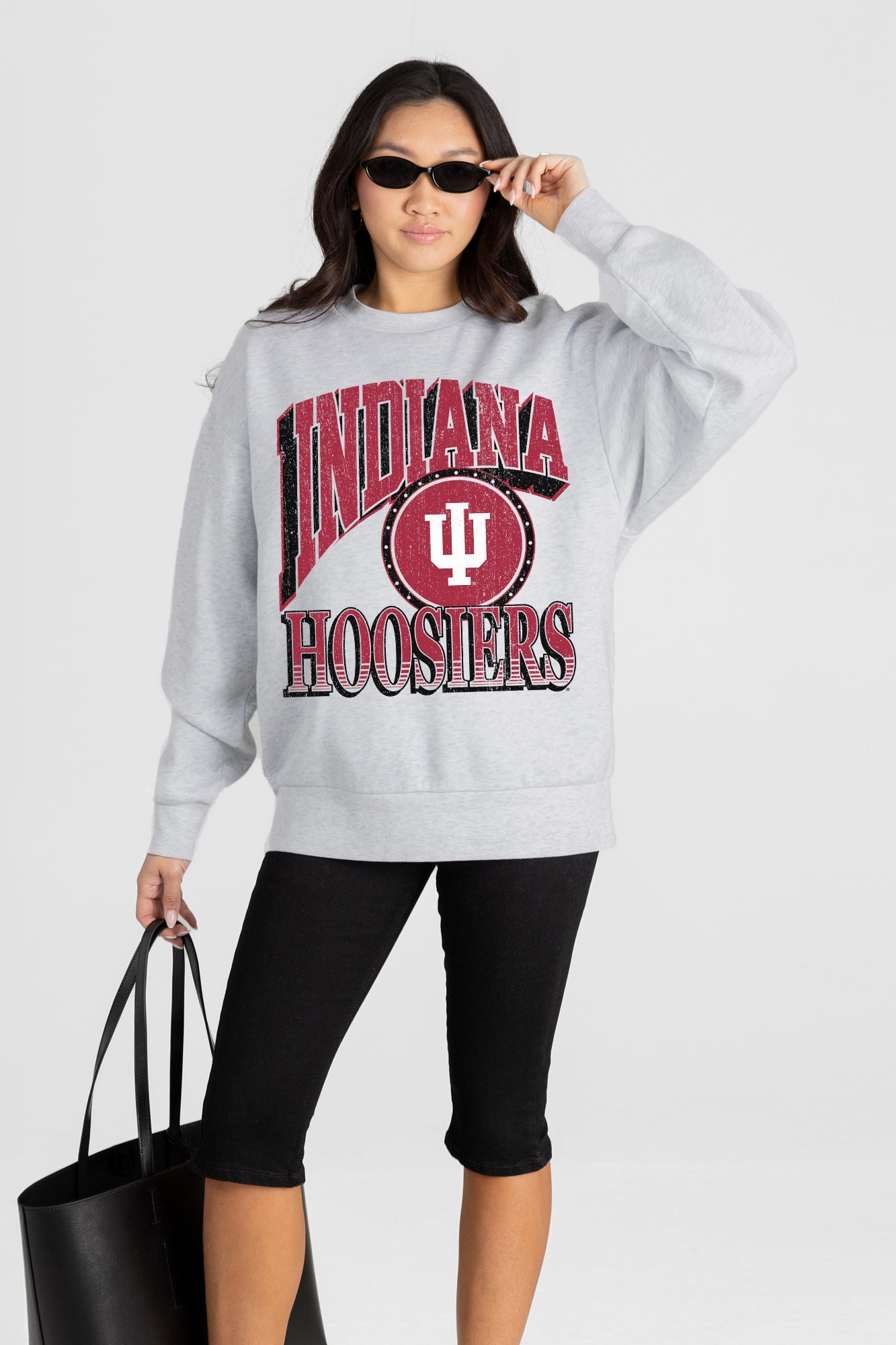 INDIANA HOOSIERS GAME ON PREMIUM FLEECE DROP SHOULDER CREWNECK PULLOVER